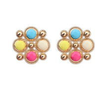 2016 Yiwu Jewelry Flower Design Alloy Colorful Crystal Earrings